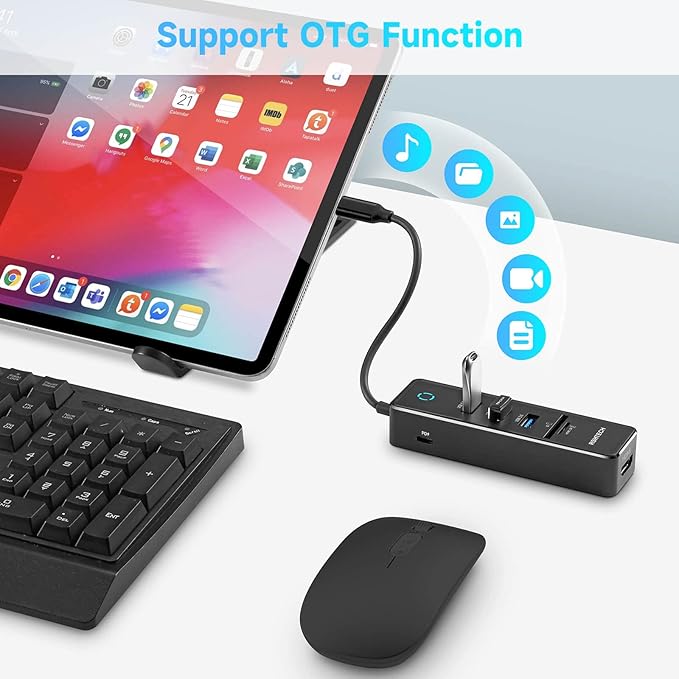 RSHTECH USB C Hub Dongle Adapter with 4K HDMI, 3 USB 3.0 Data Port, 100W Power Delivery, SD/TF Card Reader, Aluminum USB-C/Thunderbolt 3 Hub Dock for PC and Laptop, RSH-T16