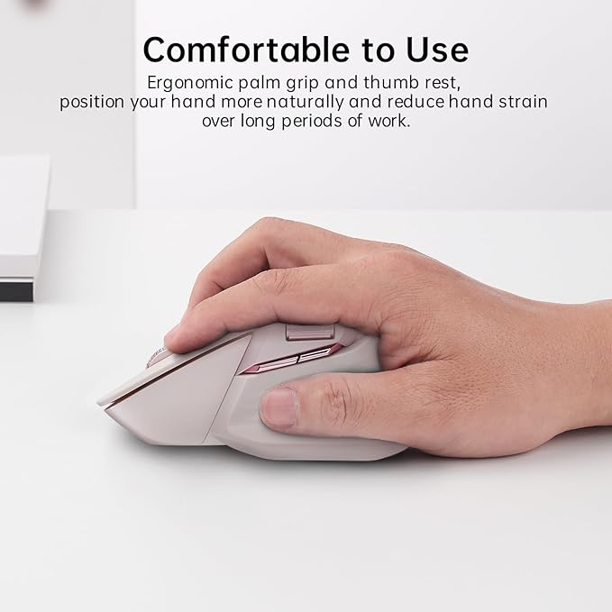 Rapoo MT760Mini Bluetooth Wireless Mouse - Bluetooth 5.0 and 2.4GHz Multi-Mode Connection, Support 4 Devices, M+ Cross Computer Technology, 11 Programmable Buttons,Pink