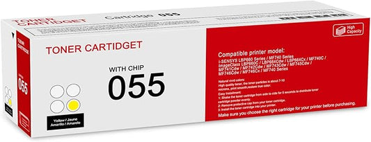 1 Pack 055 3013C001 Yellow Toner Cartridge: Compatible CRG-055 Replacement for Canon i-SENSYS LBP660 MF740 Series ImageClass LBP664Cdw LBP664Cx MF740C MF741Cdw MF743Cdw MF746Cdw MF740 Series Printer