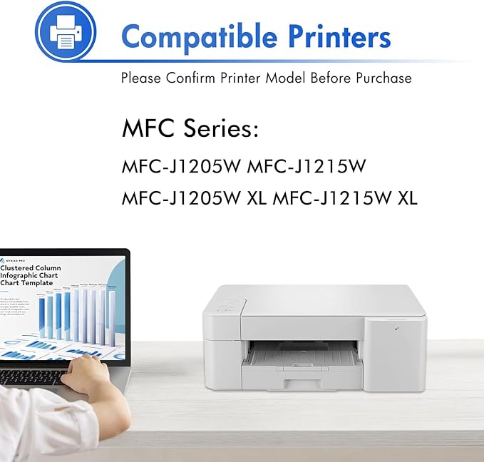 LC404XL LC404 Ink Cartridges for Brother Printer 404XL LC 404 XL for MFC-J1205W MFC-J1215W MFC J1205W J1215W - 4 Pack High Yields Black Cyan Magenta Yellow