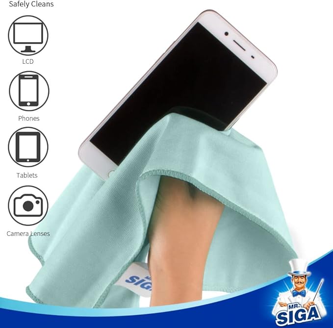 MR.SIGA Ultra Fine Microfiber Cloths for Glass, Pack of 12, 35 x 40cm 13.7" x 15.7"