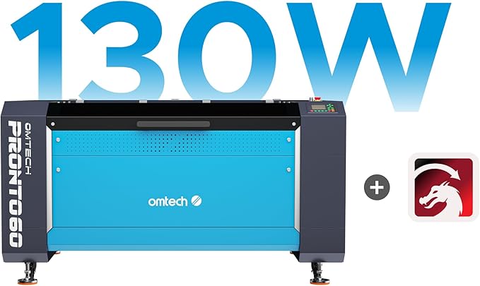 OMTech Pronto 130W CO2 Laser Engraver & Cutter with LightBurn – 51"x35" Workspace, 1,000mm/s Speed, Autofocus, 2-Way Pass, Air Assist, for Wood, Acrylic & More