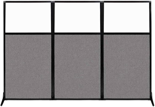 Versare Workstation Partition | Portable Wall Divider | Modern Office Cubicle | Free Standing Privacy Screen | Flexible Work Space | 99" x 70" W/Window, Slate Fabric Panels