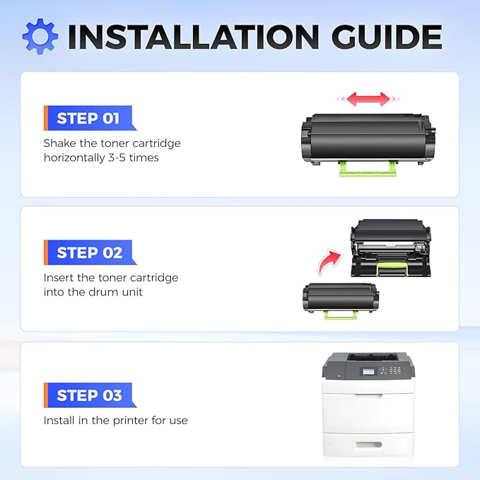 53B1000 Black Toner Cartridge with chip 1-Pack High Yield Replacement for Lexmark 53B1000 53B1H00 Toner Compatible with Lexmark MS817dn MS817n MS818dn MS818n MX717de MX718de Laser Printer Ink Copier