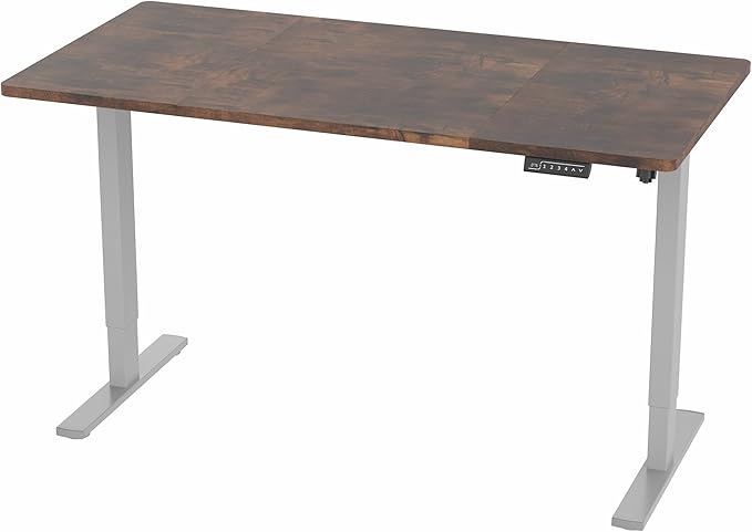 VIVO Electric 60 x 30 in Rustic Standing Desk, Memory Height Adjustment, 1B Series, Vintage Brown Top Gray Frame, DESK-KIT-1G6N-30