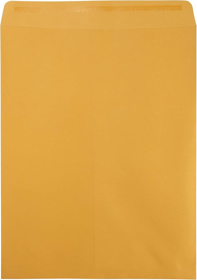 JAM PAPER 12 x 15 1/2 Open End Catalog Recycled Envelopes with Peel and Seal Closure - Brown Kraft - Bulk 250/Box