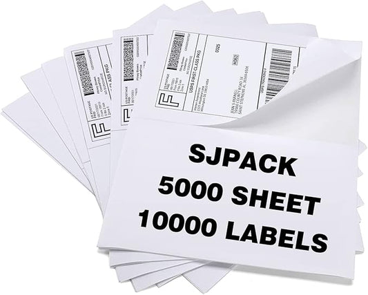10000 Half Sheet Laser/Ink Jet Shipping Label 5-1/2" X 8-1/2" Blank White Labels(10000 Labels)