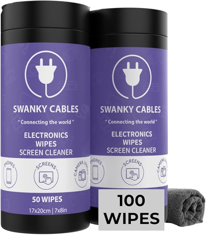 Screen Cleaner Wipes: Electronic Wipes for Screens - Computer Screen Wipes for Lens, Phone, Tv Screen and Monitor Cleaning - Tech Wipes & Microfiber Cloth (Canister, 100 Count)