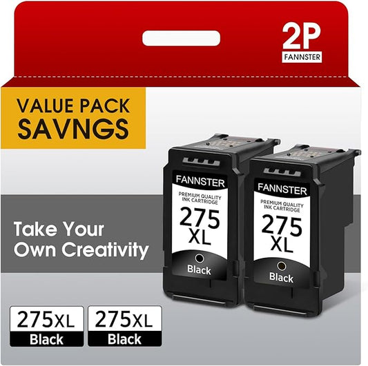 275XL Black Remanufactured Ink Cartridge Replacement for Canon 275 PG275 PG-275 XL PG-275XL PGI275 XL Black BK 2-Pack Replacement for Canon PIXMA TS3500 TS3522 TR4720 TR4700 TR4722 TS3720 Printer