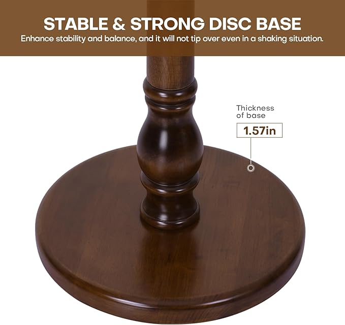 Wood Coat Rack Coat Tree Freestanding with Hooks, Heavy Duty Standing Coat Rack with Solid Round Base, 74” Tree Shaped Coat Hanger Stand for Clothes, Hat, Jacket, Entryway Bedroom, Walnut