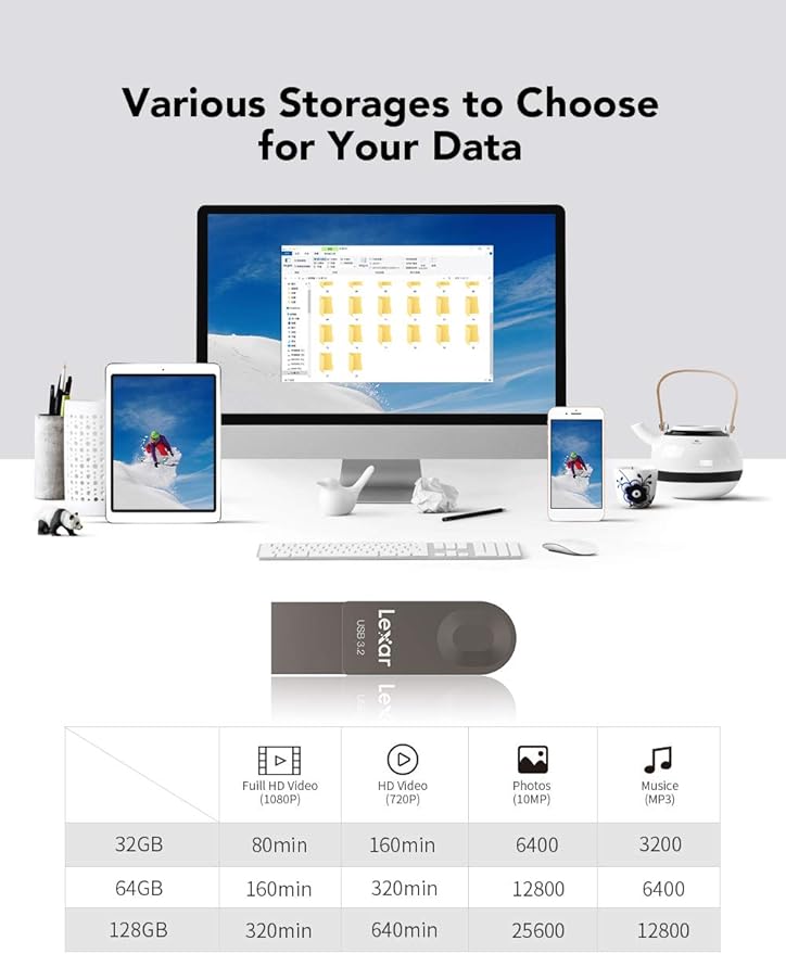 Lexar E32C 64GB Type-C USB Flash Drive, USB-A&USB-C 3.2 Gen 1 Dual Drive OTG 100MB/s Read, Thumb Drive Swivel Design Jump Drive for USB 3.0/2.0, Memory Stick for Android Smartphone, Laptop, PC