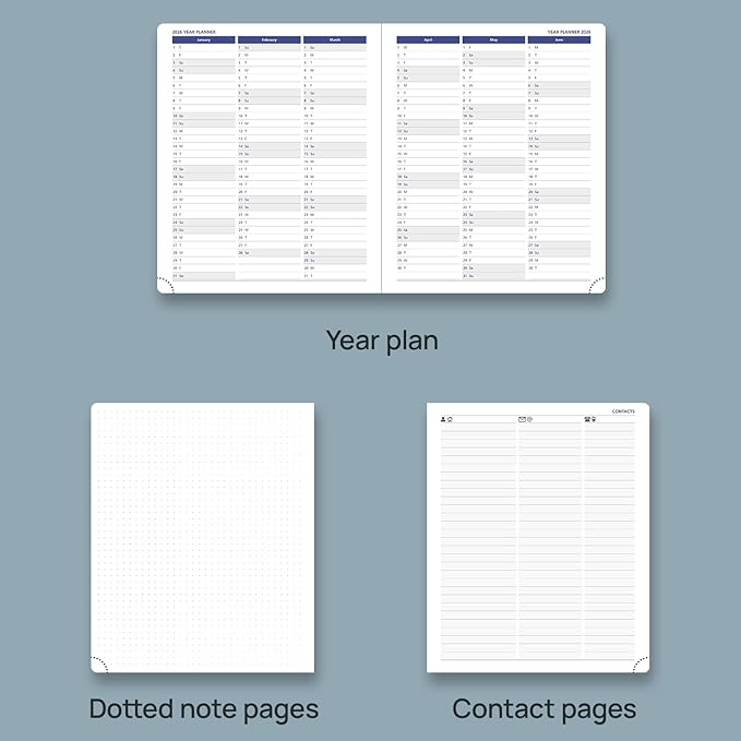 POPRUN Weekly Planner 2025-2026, 7.25'' x 8.5'', 15-Minute Hourly Appointment Book (July 2025-June 2026) with PU Leather Softcover, Monthly Tabs, Inner Pocket - Black