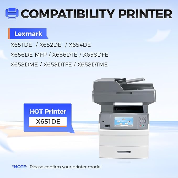 X651H11A Black Toner Cartridge with chip High Yield 1-Pack Replacement for Lexmark X651H11A Toner Compatible with Lexmark X651DE X652DE X654DE X656DE X656DTE X658DFE X658DME X658DTFE X658DTME Printer