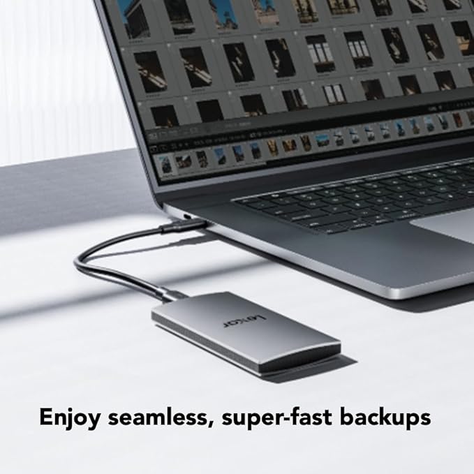 Lexar 2TB ES3 Portable SSD, Up to 1050MB/s Read & 1000MB/s Write, Compatible with PC & Mac, Tablets, Smartphones, External Solid State Drive, Silver (LES3XXX002T-RNSAU)