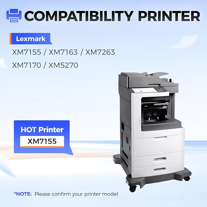 24B6020 Toner Cartridge Black with chip High Yield 1-Pack Replacement for Lexmark 24B6020 Toner Cartridges Compatible for Lexmark XM7155 XM7163 XM7263 XM7170 XM5270 Laser Printer Ink All-in-One