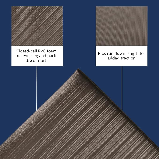 Notrax 410 Airug® 6' x 60' x 3/8" Anti Fatigue Mat, Enhanced Slip Resistance with Beveled Edges and Ribbed Surface, Ideal for Industrial and Commercial Workplaces, Black, 410R0372BL