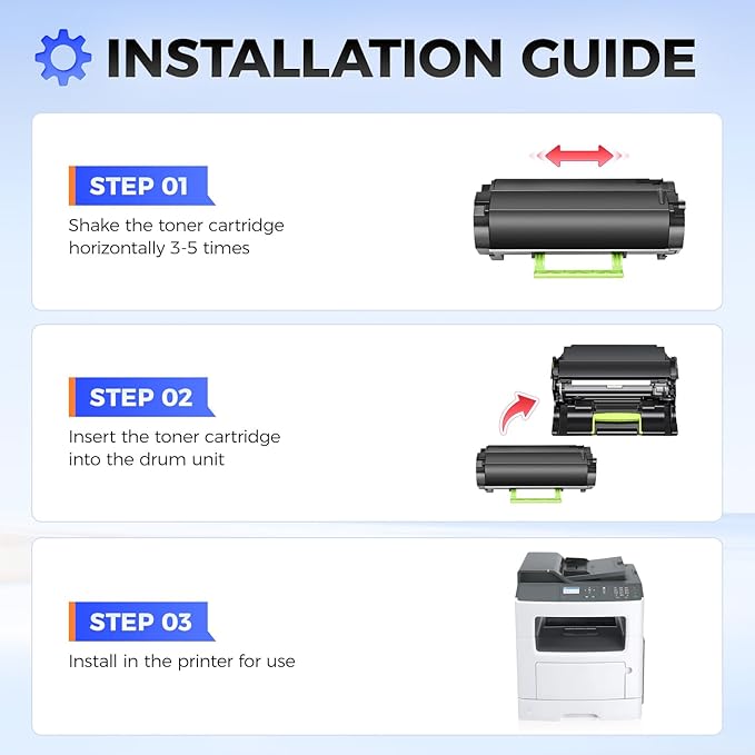 60F1000 Black Toner Cartridge with chip 1-Pack Replacement Compatible with Lexmark MX310dn MX410de MX510de MX511de MX511dhe MX511dte MX610de MX611de MX611dhe MX611dte MX611dfe Laser Printer Ink Copier