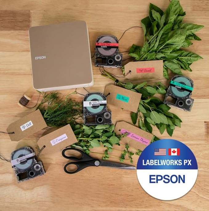 Epson LABELWORKS 218BMWPX Genuine PET (Polyester) Tape Cartridge - Black on Matte White Designer Craft Label Maker Tape - 3/4" (18MM) Wide, 26'