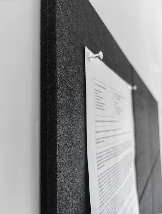 Large Cork Board Alternative - 12-Pack Felt Wall Tiles with Safe Removable Adhesive Tabs, Cork Wall Tiles Bulletin Board Home Office Essentials - Black