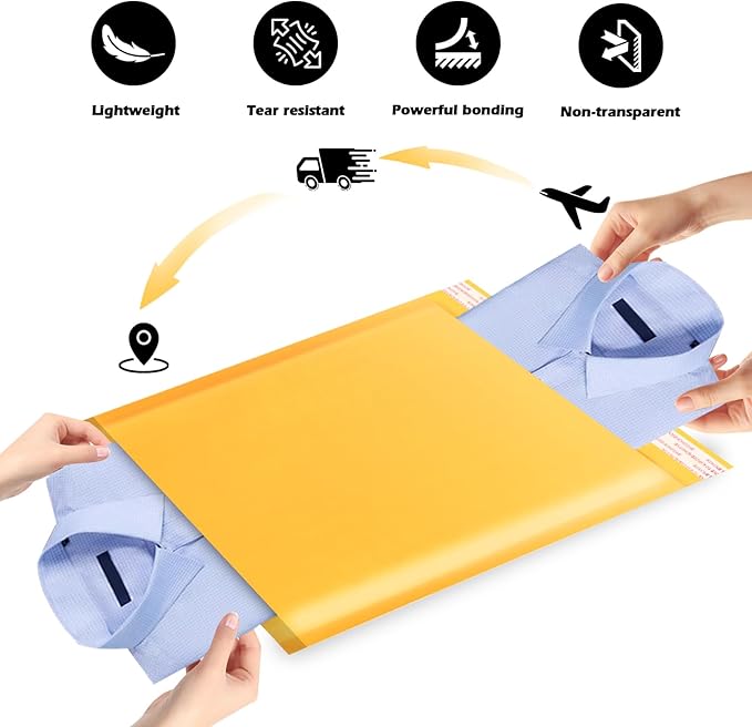 52Pack Yellow 8.5x12in Kraft Bubble Mailers Small Business Mailing Packages Self-Sealing Paper Envelopes, Mailer Shipping Padded Envelopes with Strong Adhesion for Jewelry Makeup Supplies
