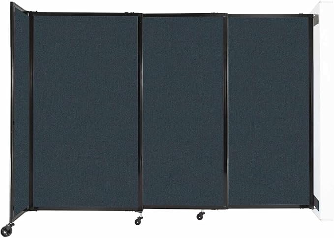 Wall-Mounted Sliding StraightWall Room Divider | Adjustable Widths | Locking Wheels | Room Separator | Up to 7'2" Wide x 5' Tall Blue Spruce Fabric Panels