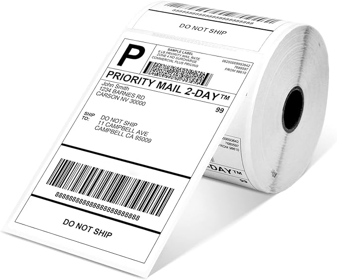 4x6 Thermal Labels, Shipping Address Label (Pack of 500 4x6 Roll Labels) - Compatible with JADENS, ASprink, Phomemo, Rollo, Zebra, Omezizy and Other Shipping Label Printers
