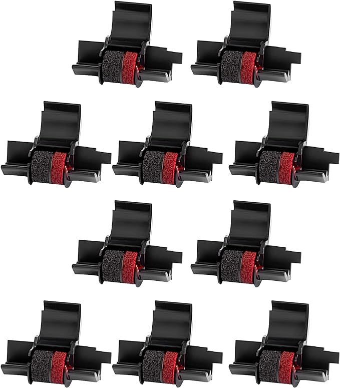 Calculator Ink Roller Printer Ribbon (10 Pack) IR40T IR-40T CP13 MP-12D PR-42 IR-40T, Black & Red Compatible with Casio HR-100TM HR-150TM HR-170RC, Sharp EL-1750V EL-1801V