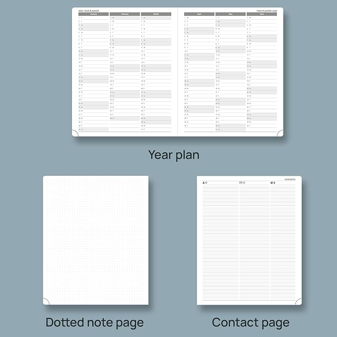 POPRUN Weekly Planner 2026 Calendar (Large 8.5" x 10.5") 12 Months Notebook with Horizontal Layout, Leather Hardcover, Inner Pocket, 100GSM Thick Paper, Pen Holder - Lavender