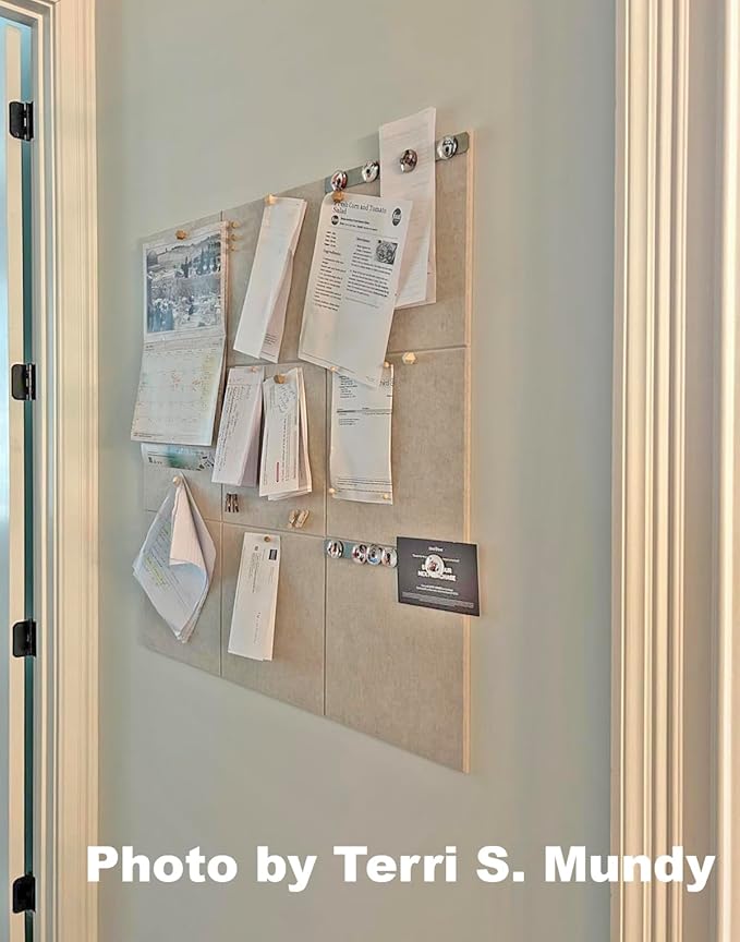 Large Cork Board Alternative - 12-Pack Felt Wall Tiles with Safe Removable Adhesive Tabs, Cork Wall Tiles Bulletin Board Home Office Essentials - Ivory