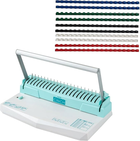 We R Memory Keepers Comb Cinch Book Binding Machine, Includes 10 8 mm Binding Combs, Book Binding Kit, Easy to Use, Use for Scrapbooking, Home Offices, & Classrooms