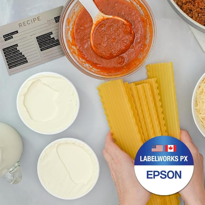 Epson LABELWORKS 218WMBPX Genuine PET (Polyester) Tape Cartridge - White on Matte Black Designer Craft Label Maker Tape - 3/4" (18MM) Wide, 26'