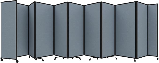 Versare Room Divider 360 Portable Wall Partition | Folding Panels | Large Freestanding Divider | Locking Wheels | Temporary Room Separator