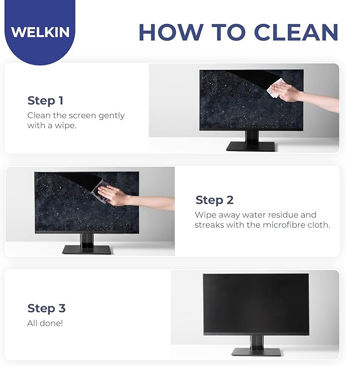 WELKIN 80 * 2 Electronics Cleaning Wipes - Non Toxic Screen Cleaner, Streak Free Touchscreen Cleaning for All Phones, Laptop, Computer, TV and Car，2 X Microfiber Cloth Included