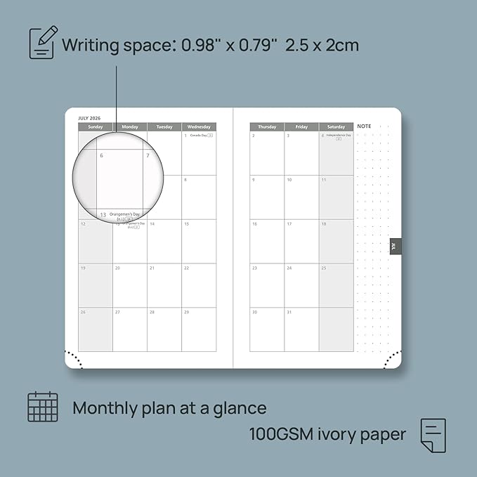 POPRUN Weekly Planner 2026 Calendar (Pocket 4'' x 6.25'') 12 Months Notebook with Horizontal Layout, Leather Hardcover, Inner Pocket, 100GSM Thick Paper, Pen Holder TJ - Soft Pink