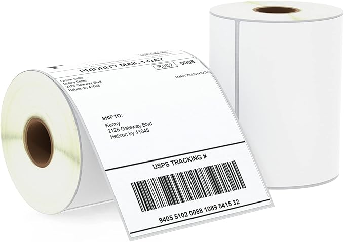 BETCKEY - 4" x 6" (102 mm x 152 mm) Shipping Labels Compatible with Zebra & Rollo Label Printer(not for dymo 4XL), Premium Adhesive & Perforated [2 Rolls, 500 Labels]