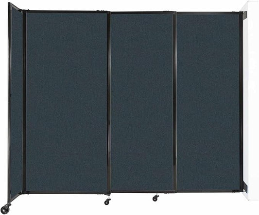 Wall-Mounted Sliding StraightWall Room Divider | Adjustable Widths | Locking Wheels | Room Separator | Up to 7'2" Wide x 6' Tall Blue Spruce Fabric Panels