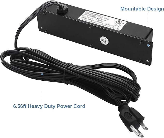 Wall Mount Power Outlet Strip, 4 Outlet Mountable Power Strip with Switch, Under Desk Power Strip Connect with 6ft Cord Mount Under Desk, Workbench, Nightstand, Dresser, Table.(Black)