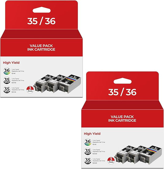 PGI-35 CLI-36 Ink Cartridges PIXMA TR150 PIXMA iP110 PIXMA iP100 Compatible with Canon 35 36 Ink Cartridges Compatible for PIXMA TR150 iP110 iP100 TR 150 IP 110 IP 100 Printers (4-Black, 2-Color)