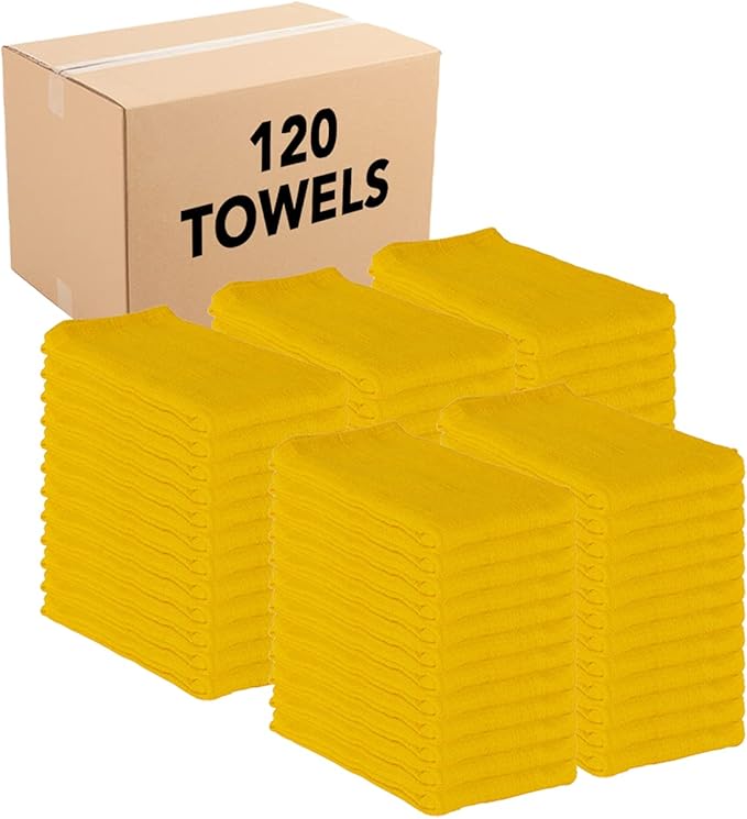 Arkwright Surgical Huck Towels - (Bulk Case of 120) Lint Free & Highly Absorbent Pre-Treated Cotton Cleaning Cloths, Perfect for Medical, Auto Detailing, Window, and Shop, 16 x 26 in, Yellow