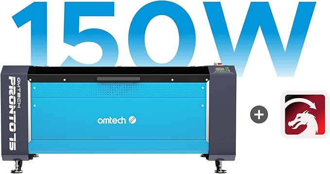 OMTech Pronto 150W CO2 Laser Engraver & Cutter with LightBurn – 63"x40" Workspace, 1,000mm/s Speed, Autofocus, 2-Way Pass, Air Assist, for Wood, Acrylic & More