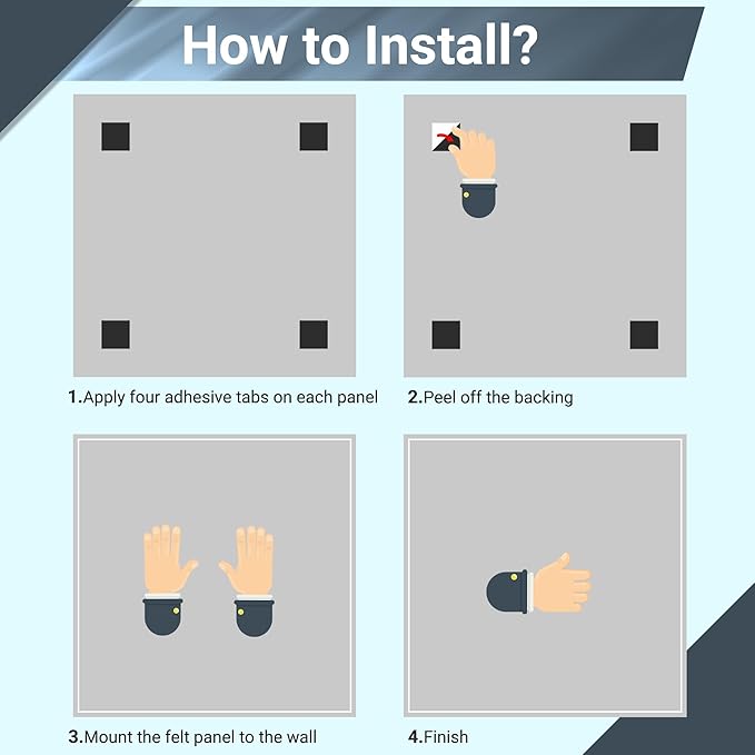 AKTOP White Cork Bulletin Board 24"x36", 6 Pack Removable Felt Cork Board Tiles for Wall, Large 2 x 3 Bulletin Board Notice Pin Board for Office, School & Home, 24 Safe Adhesive Tabs, 20 Push Pins