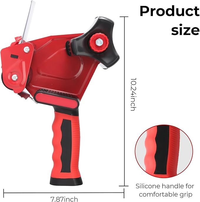 QILIMA 3 Inch Wide Packing Tape Dispenser Gun Seal Packing for Use Tape Dispenser Gun for Shipping, Moving, Carton and Box Sealing-Red