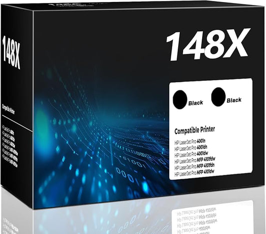 148X 148A High Yield Toner Cartridge 2 Pack with Chips Compatible Laser Jet Pro 4001n 4101fdw 4001dn for HP148X HP148A W1480A Black Toner Cartridges for HP 148X HP 148A for HP MFP 4101fdw 4101fdn