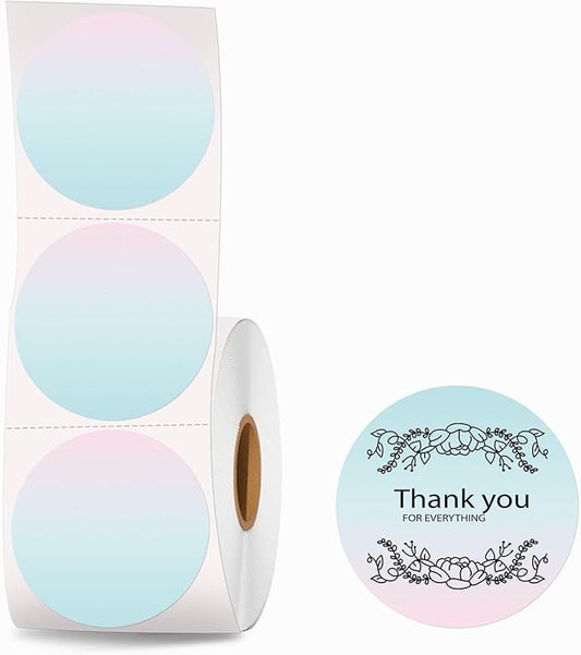 2''×2‘’ Round Circle Thermal Sticker Labels, Self-Adhesive 2 Inch Circle Direct Thermal Labels, Multi-Purpose Sticker Labels for DIY Logo Design,Name Tag,QR Code, 500 Labels/1 Roll, Gradient