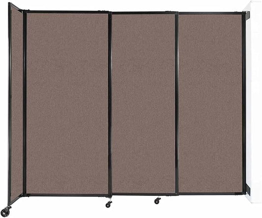 Wall-Mounted Sliding StraightWall Room Divider | Adjustable Widths | Locking Wheels | Room Separator | Up to 7'2" Wide x 6' Tall Latte Fabric Panels