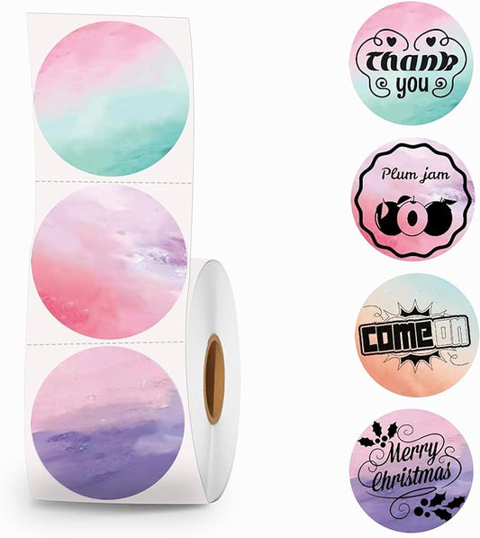 2 inch Round Thermal Labels - Direct Thermal Stickers, 500 Labels for Printer, 4 Colors