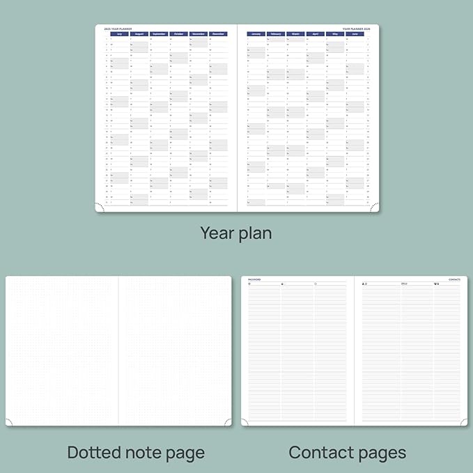 POPRUN Monthly Planner 2025-2026, 8.5'' x 11.25'', 13-Monthly Calendar (July 2025-July 2026) 15-Minute Hourly Appointment Book with Stair Tabs, Soft Cover, 100GSM Paper - Black