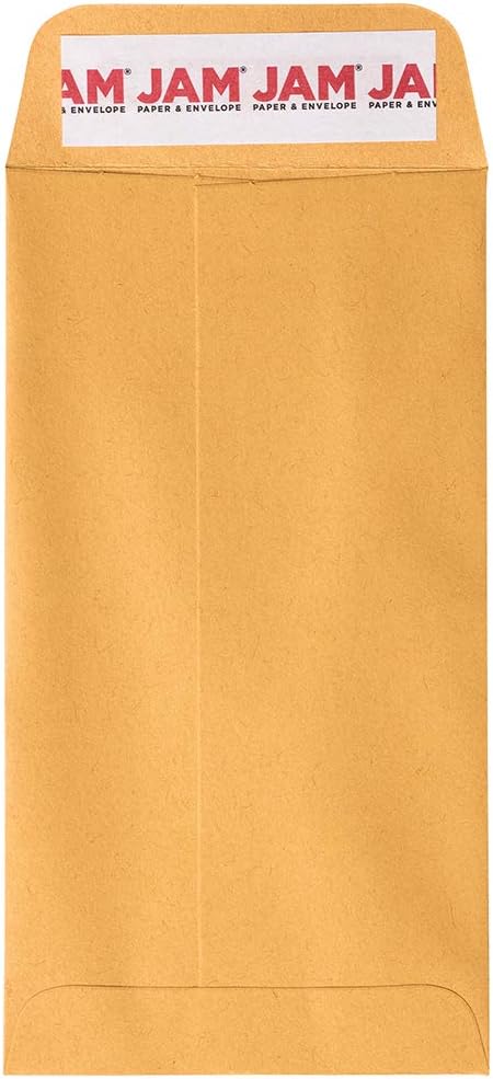 JAM PAPER #7 Coin Business Envelopes with Peel and Seal Closure - 3 1/2 x 6 1/2 - Brown Kraft Manila - Bulk 500/Carton