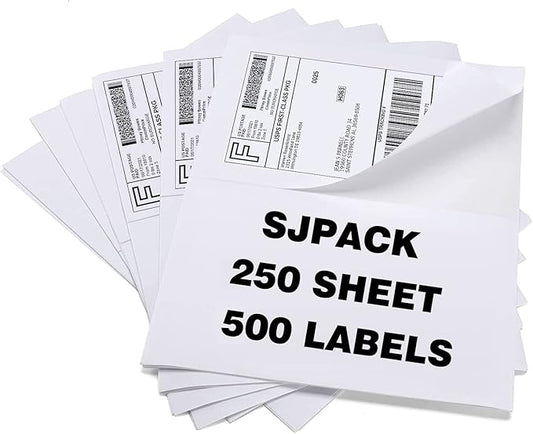 Half Page Self Adhesive Shipping Labels, 8.5" x 5.5" Shipping Labels Compatible Laser & Inkjet Printer 2 Label Per Sheet (250 sheets-500 Label)