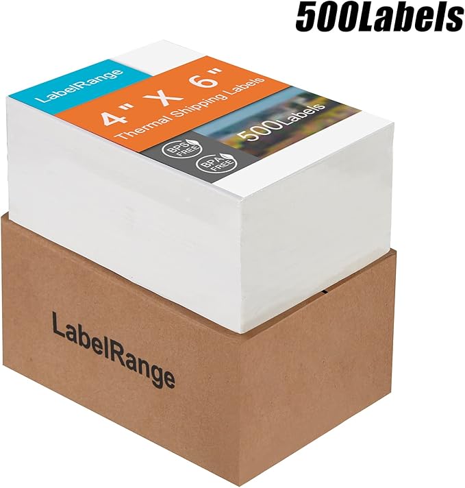 4x6 Thermal Labels, Commercial Grade Direct Thermal 4x6 Shipping Labels, 500 Sheets per Stack,1 Stack